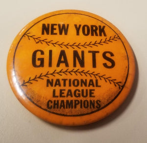 1951, 1954 New York Giants. N.L. Champions Stadium Pin.  Image 1
