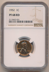 1952 Proof Lincoln Cent, NGC PF68 Red Image 1