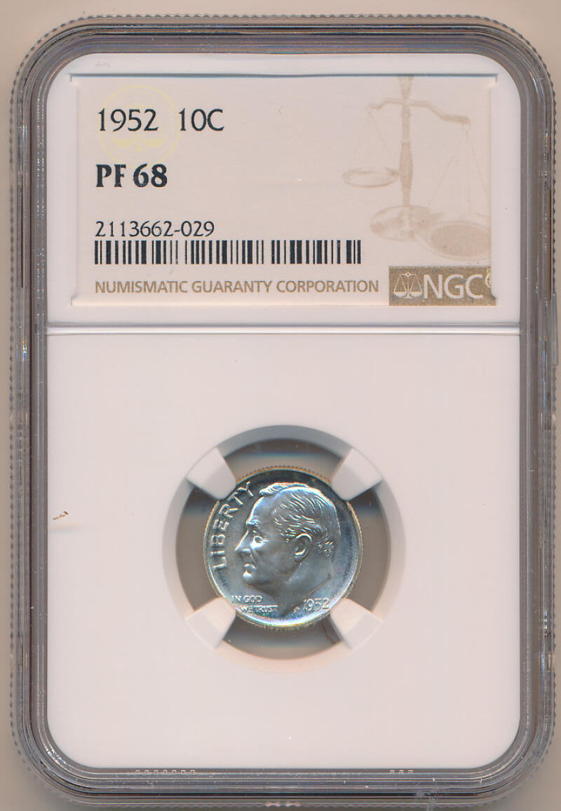 1952 Proof Silver Roosevelt Dime, NGC PF68 Image 1