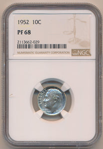 1952 Proof Silver Roosevelt Dime, NGC PF68 Image 1