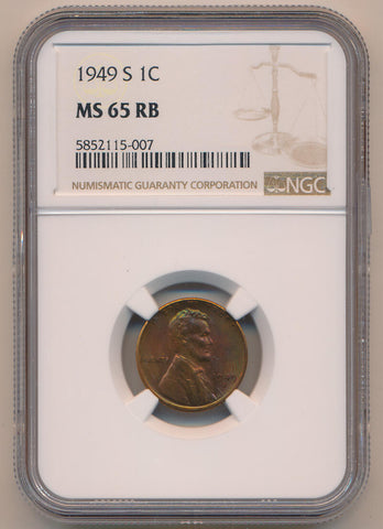 1949 S Lincoln Cent, NGC MS65 RB Image 1