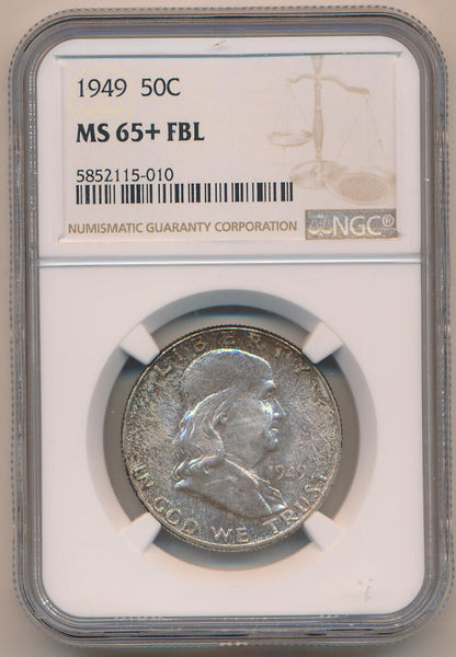 1949 Franklin Half Dollar, NGC MS65+ FBL Image 1