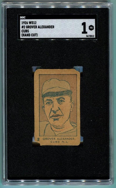 1926 W512 Grover Alexander Strip Card #2 Cubs. SGC 1. Centered Image 1