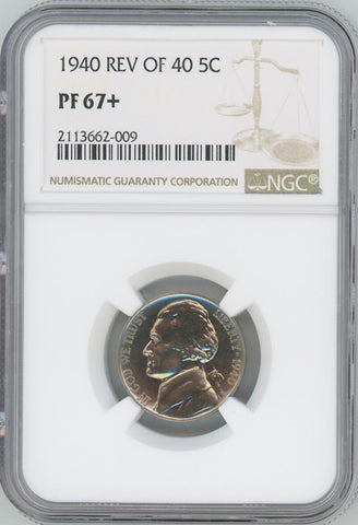 1940 Reverse of 40 Proof Jefferson Nickel. NGC PF67+ Image 1