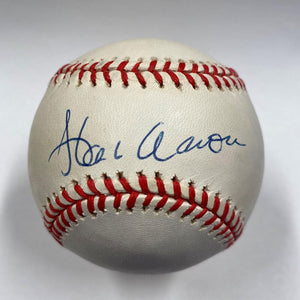 Hank Aaron Single Signed Baseball (Jackie Robinson 50th Anniversary). PSA Image 1