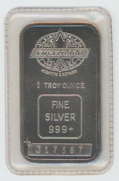 1 Oz. Engelhard Maple Leaf Vintage Silver Bar. Bull Hallmark .999 Pure. Sealed! Image 1