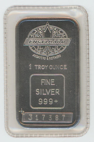1 Oz. Engelhard Maple Leaf Vintage Silver Bar. Bull Hallmark .999 Pure. Sealed! Image 1