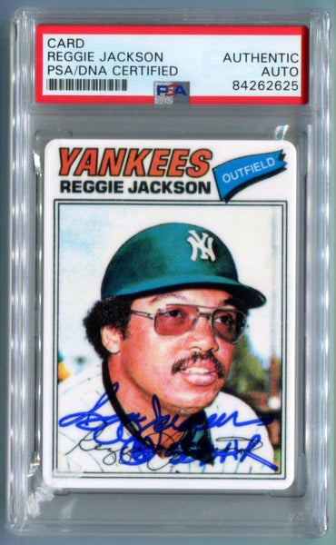 1977 Topps Reggie Jackson Signed Porcelain Baseball Card. #202/563 PSA DNA Image 1