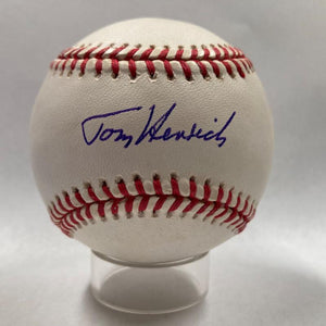 Tom Henrich Single Signed Baseball. PSA Image 1