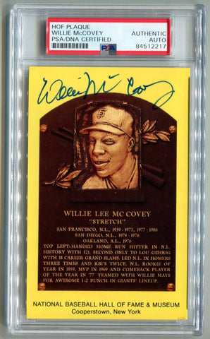 Willie McCovey HOF Hall of Fame Signed Plaque Postcard. PSA Image 1