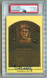 Carl Hubbell HOF Hall of Fame Signed Plaque Postcard. PSA Image 1