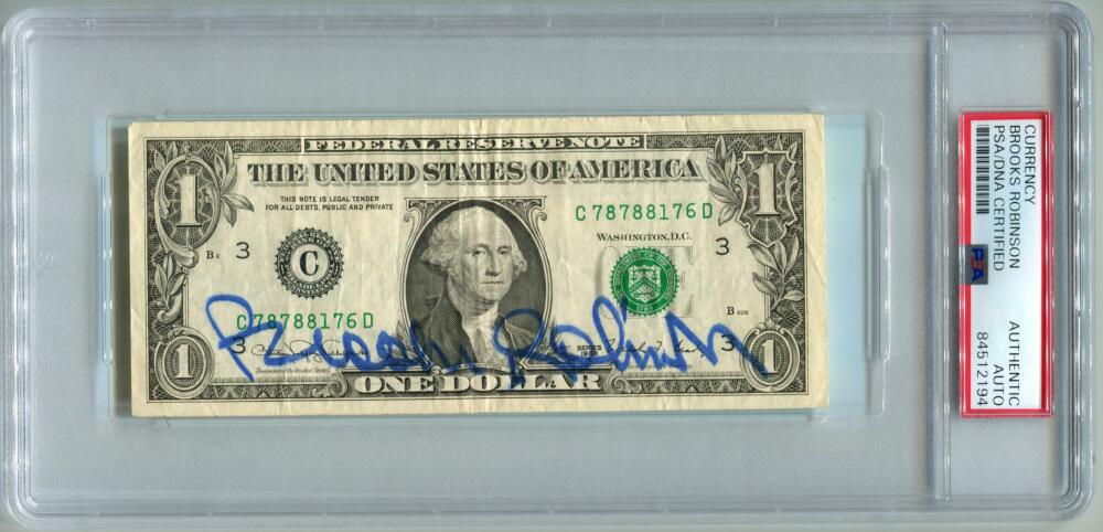 Brooks Robinson Signed $1 Dollar Bill Autograph. Auto PSA Image 1
