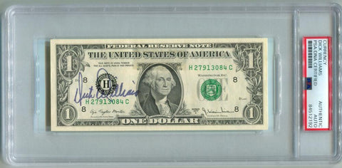 Dick Williams Signed $1 Dollar Bill Autograph. Auto PSA Image 1