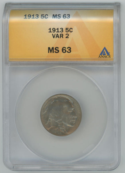 1913 Type 2 Buffalo Nickel, ANACS MS63 Image 1