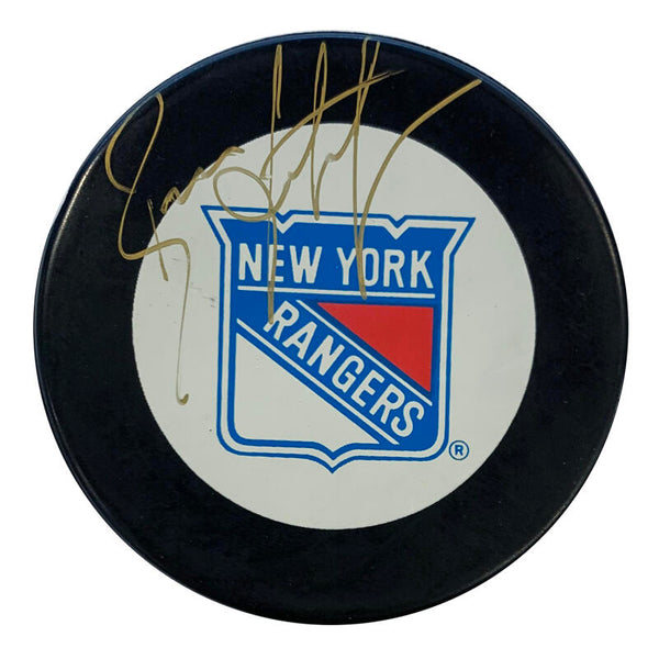 Brian Leetch Signed Puck Autograph. Official NHL New York Rangers, Auto PSA Image 1