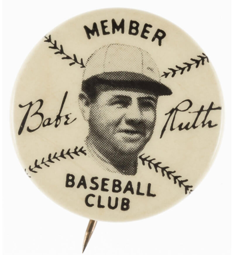 Original 1934 Babe Ruth Quaker Oats Promotional Pin Image 1