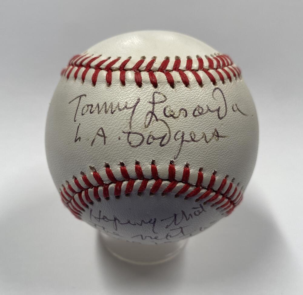Tommy Lasorda Signed and Inscribed Baseball "LA Dodgers" PSA Image 1