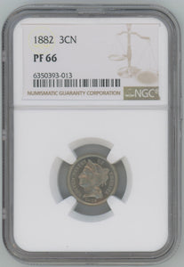 1882 Proof 3 Cent Nickel. NGC PF66 Image 1