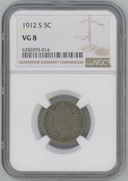 1912 S Liberty Nickel 5C, NGC VG8 Image 1