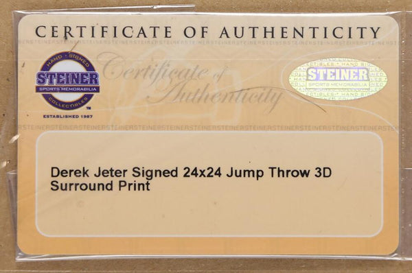 Derek Jeter Signed 20x24 3D Photo, Jump Throw Autograph. NY Yankees. Steiner Image 4