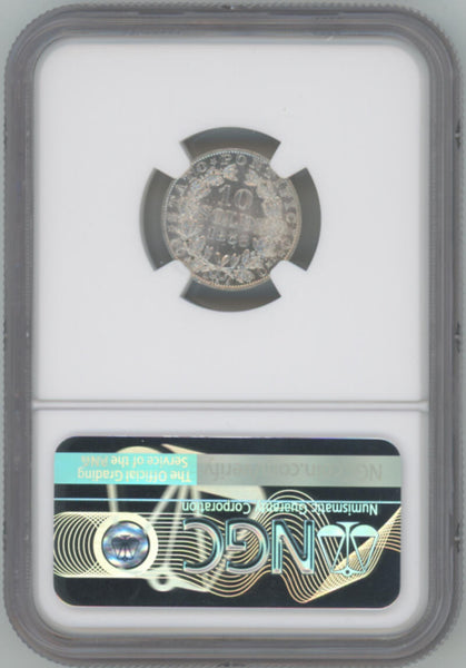 1868 R XXII Italy 10 Soldi. Papal States. NGC Unc Details Image 2