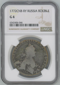 1772 CNB RY Russia Rouble. NGC Good 4 Image 1