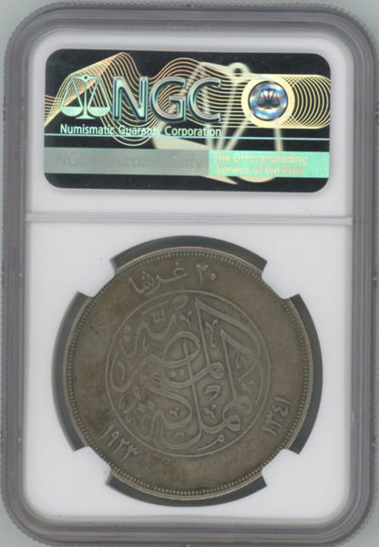 AH 1341 1923 Egypt Silver 20 Piastres. NGC VF30 Image 2