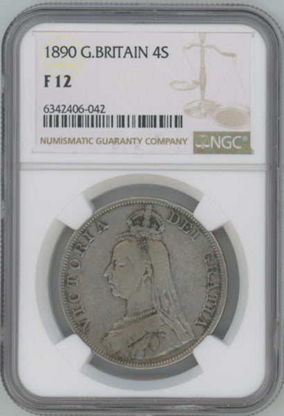 1890 Great Britain 4 Shilling. NGC F12 Image 1