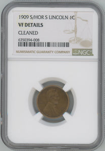 1909 S/HOR S Lincoln Cent. NGC VF Details Image 1