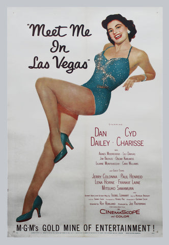Meet Me In Las Vegas Original One Sheet Movie Poster. 1956. Linen Backed Image 1