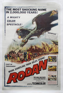 Rodan! The Flying Monster Original One Sheet Movie Poster. 1957. Linen Backed Image 1