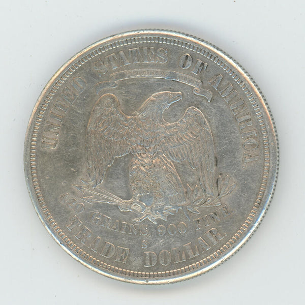 1875 Trade Silver Dollar, RAW Image 2