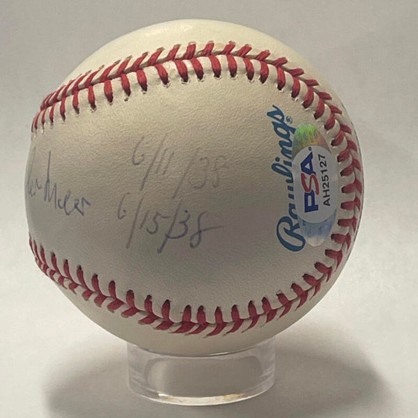 Johnny Vander Meer Single Signed Baseball. Auto PSA Image 2