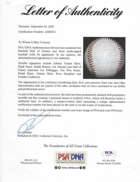 1970s New York Yankees Old Timers Day Signed Baseball. 34 Signatures. PSA/DNA Image 7