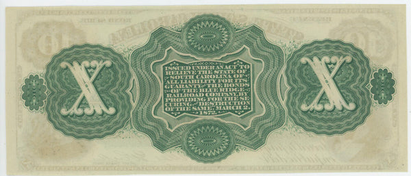 State of South Carolina $10 Bank Note. Uncirculated.  Image 2