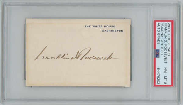 Franklin D. Roosevelt Autograph Display, FDR Signed White House Card. Auto PSA 8 JSA Image 2