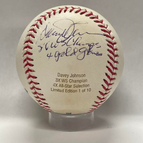 Davey Johnson Official Single-Signed and Inscribed "'86 WS Champs 4 Gold Gloves" /10 Baseball. Auto PSA Image 1
