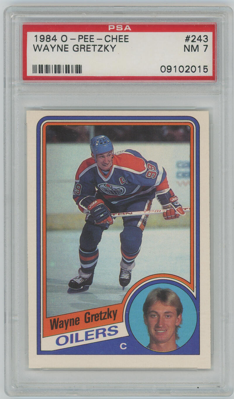 1984 O-Pee-Chee Wayne Gretzky #243 Hockey Card. PSA NM 7 Image 1