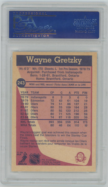 1984 O-Pee-Chee Wayne Gretzky #243 Hockey Card. PSA NM 7 Image 2