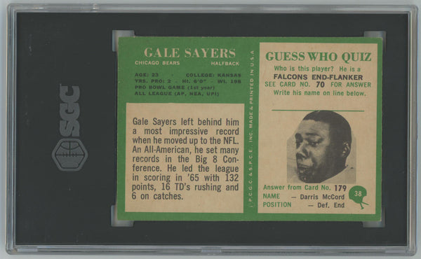 1966 Philadelphia Gale Sayers #38 Rookie Card. SGC 6 Image 2