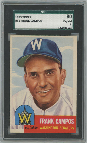 Frank Campos 1953 Topps Trading Card. SGC 6 Image 1