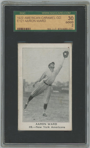1922 American Caramel Co. Aaron Ward E 121 Card. SGC 2 Image 1