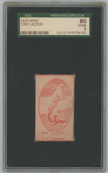 1928 W565 Tony Lazzeri N.Y. Yankees Card. SGC 6 Image 1