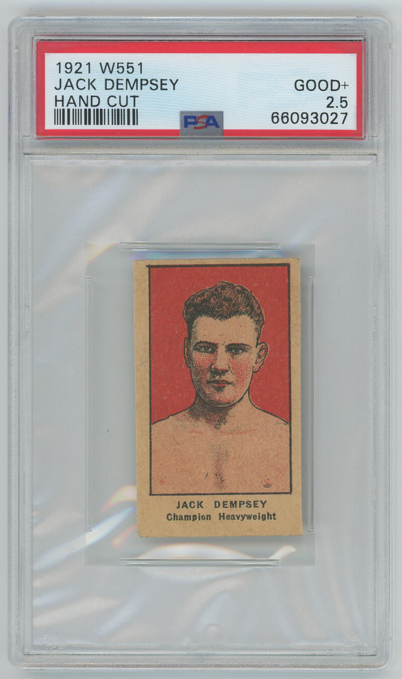 1921 Jack Dempsey W551 Hand Cut Card. PSA 2 Image 1