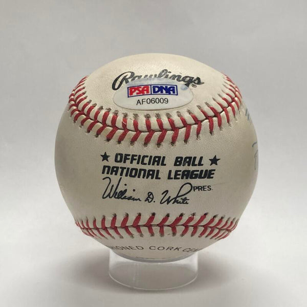 Hank Aaron and Al Downing Multi Signed Inscribed "I Pitched #715" Baseball. PSA Image 3