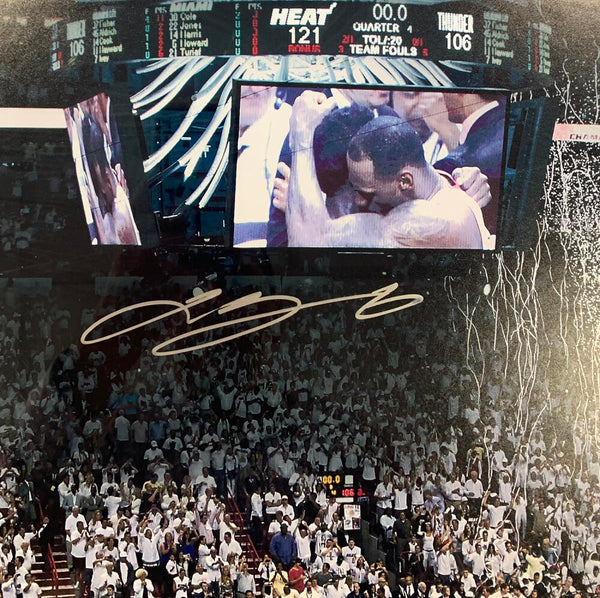 LeBron James Signed 20x24 Photo, Miami Heat 2012 NBA Champs. Auto Upper Deck Image 2