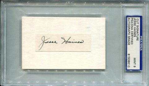 Jesse Haines Signed Cut Card. PSA Mint 9 CS Image 1