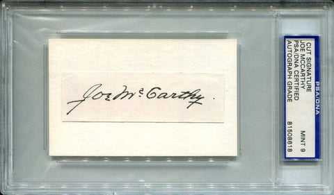 Joe Mccarthy Signed Cut Card. PSA Mint 9 CS Image 1