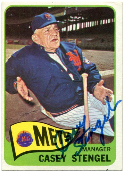 1965 Topps Casey Stengel Signed No. 187 Mets Card. Auto JSA Image 1