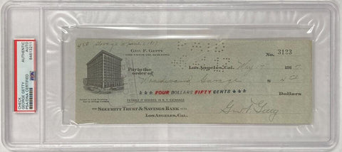 George Getty Signed Check 1917 PSA/DNA Image 1
